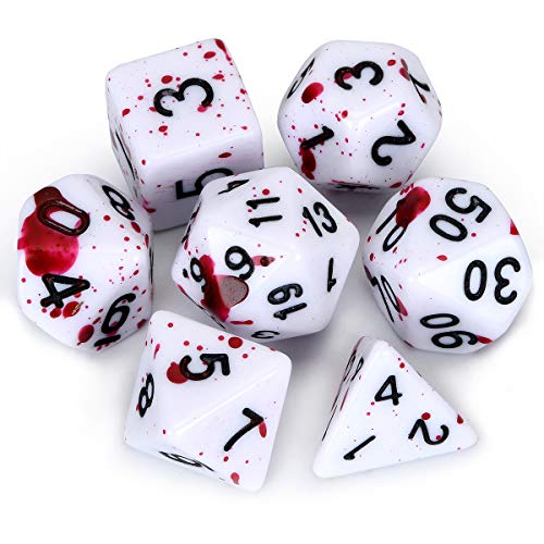 FLASHOWL Blood Dice Polyhedral & RPG Dice D&D Dice Set with Irregular Spray Spot Polyhedral Roll Play Gaming D20 Dice Dungeons and Dragon Dice Set of 7 (Fuchsia) von FLASHOWL