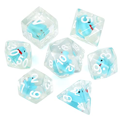 FLASHOWL Duck Dice Polyhedral & RPG Dice DND Dice Set with Duck Inside Polyhedral Roll Play Gaming D20 Dice Dungeons and Dragon Dice 7 Pieces Blue von FLASHOWL