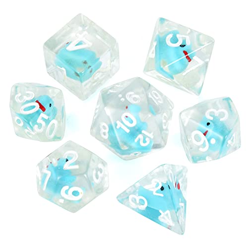 FLASHOWL Duck Dice Polyhedral & RPG Dice DND Dice Set with Duck Inside Polyhedral Roll Play Gaming D20 Dice Dungeons and Dragon Dice 7 Pieces Blue von FLASHOWL