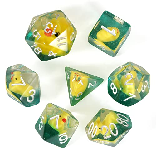 FLASHOWL Duck Dice Polyhedral & RPG Dice DND Dice Set with Duck Inside Polyhedral Roll Play Gaming D20 Dice Dungeons and Dragon Dice 7 Pieces von FLASHOWL