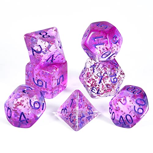 FLASHOWL Transparente kristallfarbige Bandwürfel, D20 Würfel, Dungeons and Dragons, Würfelspiele, polyedrische Rollenspiele, W20 Würfel, DND, RPG, MTG, polyedrische Würfel (7 Stück) von FLASHOWL