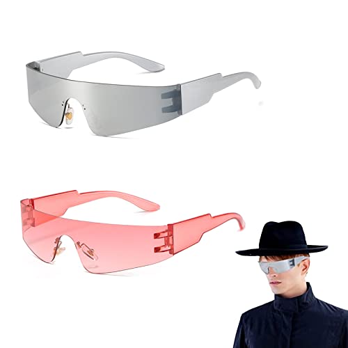 FLAVNTEL Futuristische Sonnenbrille, 2 Stück Futuristische Brille Hässliche Zyklop Sonnenbrille, Fun Glasses Rollenspiel Halloween Brillen Set, Space Brille Alien Brillen Set von FLAVNTEL