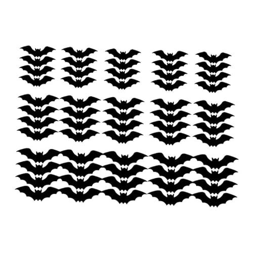 FLCPJGV 24 Stück Wandtattoo Fledermaus Halloween Wandaufkleber PVC 3D Optik mit Lichteffekt für Esszimmer Wohnzimmer Tür Party, 60 Stück von FLCPJGV