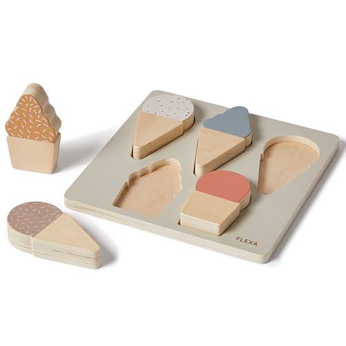 FLEXA EIS-Puzzle, 5-teiliges Holzpuzzle für Kinder, Holzspielzeug, Montessori Holz Lernspielzeug für Mädchen & Jungen, Fördert Fähigkeiten & Feinmotorik, Sortierspiel & Spielzeug ab 2 Jahr FLEXA EIS-Puzzle, 5-teiliges Holzpuzzle für Kinder, Holzspielzeug, Montessori Holz Lernspielzeug für Mädchen & Jungen, Fördert Fähigkeiten & Feinmotorik, Sortierspiel & Spielzeug ab 2 Jahr von Flexa