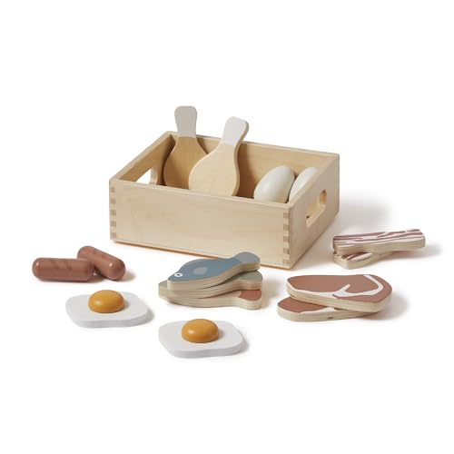 FLEXA Play Fisch und Fleisch Set | Kinderküche-Set mit 16 Stück, mit Holzkiste | Spielküche Zubehör aus Qualitätsholz und lebendigen Farben | FSC und CE-Zertifiziert… von Flexa