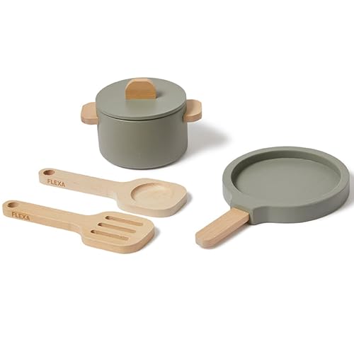 FLEXA Topf & Pfanne - Kinderküche Zubehör Holz | Küchenzubehör Kinder | Spielküche Zubehör | Küchen Spielzeug für Rollenspiele Mädchen & Jungen ab 3 Jahren FLEXA Topf & Pfanne - Kinderküche Zubehör Holz | Küchenzubehör Kinder | Spielküche Zubehör | Küchen Spielzeug für Rollenspiele Mädchen & Jungen ab 3 Jahren von Flexa
