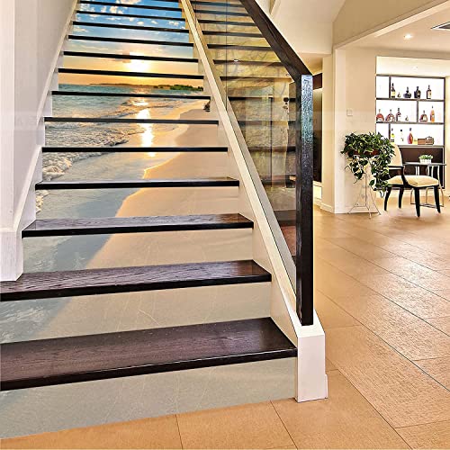 FLFK 13stücke 3D Sonnenaufgang Ozean Strand Selbstklebend treppenaufkleber Vinyl Treppe Steigleitung Abziehbilder 39.3Zollx7.08Zoll FLFK 13stücke 3D Sonnenaufgang Ozean Strand Selbstklebend treppenaufkleber Vinyl Treppe Steigleitung Abziehbilder 39.3Zollx7.08Zoll von FLFK