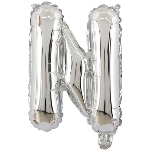 FLG | Buchstabenballon Namen Ballon Farbe: Silber - Größe: 40cm - Folienballon mit Luft befüllbar Alphabet (Feiern, Jubiläum, Hochzeit oder Geburtstag) (N) von FLG FINISH LINE GERMANY