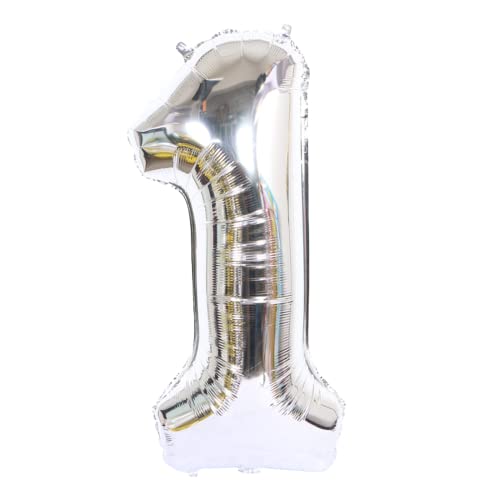 FLG | Zahlenballon Geburtstagszahlen Ballon XXL Farbe: Silber - Größe: 80 cm - Zahlenballon mit Helium oder Luft befüllbar (Feiern, Jubiläum, Hochzeit oder Geburtstag) (1, 80 cm) von FLG FINISH LINE GERMANY