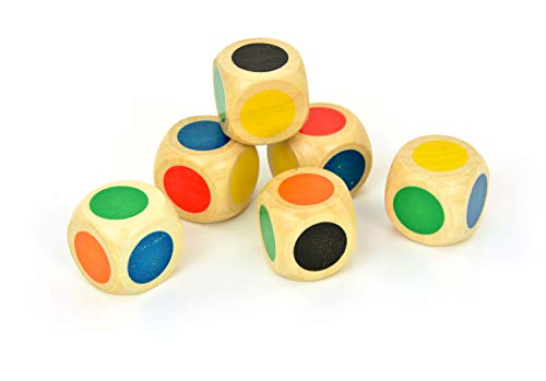 Spielwürfel aus Holz in TOP QUALITÄT Farbwürfel groß 6er Set von FLIXi