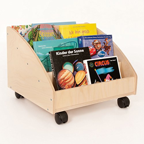 FLIXi Bücherkiste – Aufbewahrungsbox für Bücher aus Birkenholz mit Rollen – Platz für 30 Bücher – Holz Kiste für Kinder von FLIXi