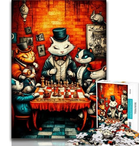 1000-teiliges Puzzle für Erwachsene, Geschenke, Tiere, die Schach Spielen, Lernspielzeug, Familienspiele, geeignet für die Schreibtischdekoration, 50x75cm von FLKFDOZ