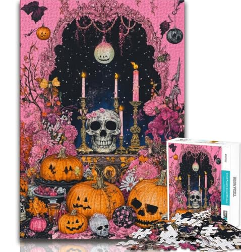 1000-teiliges Puzzle für Erwachsene, Halloween-Skelett, für Lernspiele, Herausforderungsspielzeug, Geschenke für Freunde und Familie, für Kinder ab 14 Jahren, 38x26cm von FLKFDOZ