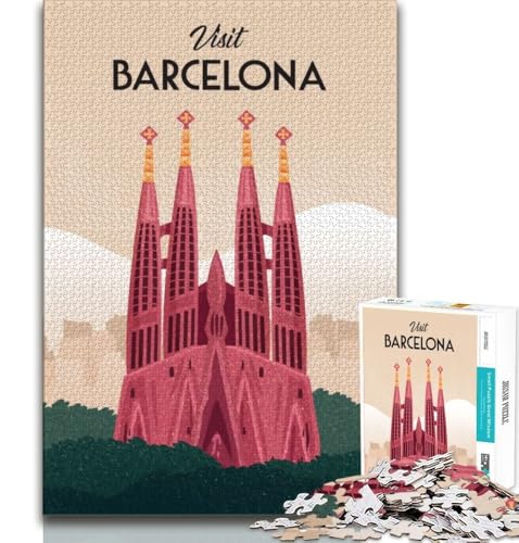 1000-teiliges Puzzle für Erwachsene und Jugendliche, Barcelona-Reiseposter, Denkspiel, Geschenke für Freunde und Familie ab 14 Jahren, 38x26cm 1000-teiliges Puzzle für Erwachsene und Jugendliche, Barcelona-Reiseposter, Denkspiel, Geschenke für Freunde und Familie ab 14 Jahren, 38x26cm von FLKFDOZ