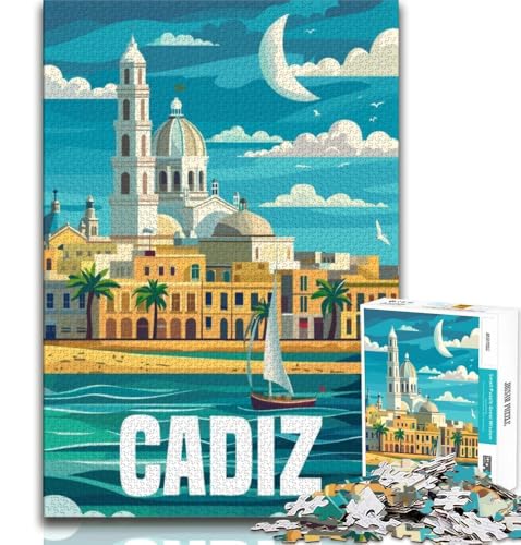 1000-teiliges Puzzle für Erwachsene und Jugendliche, Cadiz, Spanien-Reise, anspruchsvolles Spiel und Familienspiel, Künstlersammlung, bildende Kunst, für Kinder ab 14 Jahren, 38x26cm 1000-teiliges Puzzle für Erwachsene und Jugendliche, Cadiz, Spanien-Reise, anspruchsvolles Spiel und Familienspiel, Künstlersammlung, bildende Kunst, für Kinder ab 14 Jahren, 38x26cm von FLKFDOZ