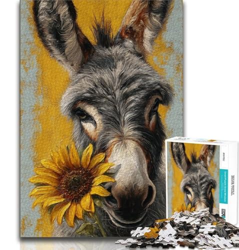 1000-teiliges Puzzle für Erwachsene und Jugendliche, Esel und Sonnenblume, anspruchsvoll zu vervollständigen, Aber lustig und humorvoll, einzigartig, Geburtstag und Geschenke, 38x26cm 1000-teiliges Puzzle für Erwachsene und Jugendliche, Esel und Sonnenblume, anspruchsvoll zu vervollständigen, Aber lustig und humorvoll, einzigartig, Geburtstag und Geschenke, 38x26cm von FLKFDOZ
