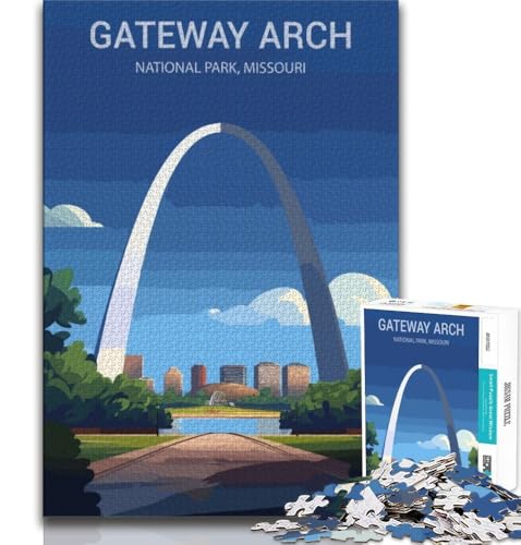 1000-teiliges Puzzle für Erwachsene und Jugendliche, Gateway Arch Nationalpark, Denkspiel, Geschenke für Freunde und Familie ab 14 Jahren, 38x26cm 1000-teiliges Puzzle für Erwachsene und Jugendliche, Gateway Arch Nationalpark, Denkspiel, Geschenke für Freunde und Familie ab 14 Jahren, 38x26cm von FLKFDOZ