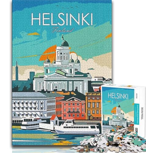 1000-teiliges Puzzle für Erwachsene und Jugendliche, Helsinki-Vintage-Poster, Denkspiel, Geschenke für Freunde und Familie ab 14 Jahren, 38x26cm 1000-teiliges Puzzle für Erwachsene und Jugendliche, Helsinki-Vintage-Poster, Denkspiel, Geschenke für Freunde und Familie ab 14 Jahren, 38x26cm von FLKFDOZ