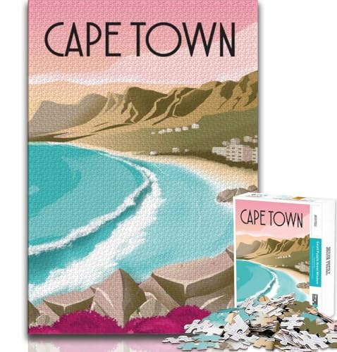 1000-teiliges Puzzle für Erwachsene und Jugendliche, Kapstadt-Reiseplakat, Denkspiel, Geschenke für Freunde und Familie ab 14 Jahren, 38x26cm 1000-teiliges Puzzle für Erwachsene und Jugendliche, Kapstadt-Reiseplakat, Denkspiel, Geschenke für Freunde und Familie ab 14 Jahren, 38x26cm von FLKFDOZ