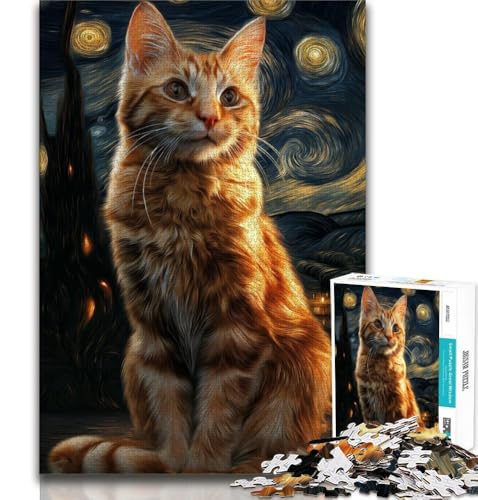1000-teiliges Puzzle für Erwachsene und Jugendliche, Katze am Nachthimmel, Stressabbau, Wunschliste zum Zeitvertreib zu Hause mit Weihnachtsmann, 38x26cm 1000-teiliges Puzzle für Erwachsene und Jugendliche, Katze am Nachthimmel, Stressabbau, Wunschliste zum Zeitvertreib zu Hause mit Weihnachtsmann, 38x26cm von FLKFDOZ