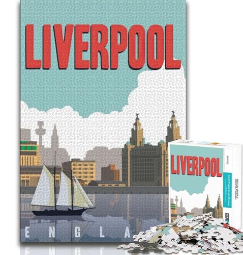 1000-teiliges Puzzle für Erwachsene und Jugendliche, Liverpool, England-Reise, anspruchsvolles Spiel und Familienspiel, Künstlersammlung, bildende Kunst, für Kinder ab 14 Jahren, 38x26cm von FLKFDOZ