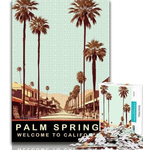 1000-teiliges Puzzle für Erwachsene und Jugendliche, Palm Springs, schwierig und herausfordernd, Geburtstagsgeschenk, Geschenke, Wandkunst für Kinder ab 14 Jahren, 38x26cm von FLKFDOZ