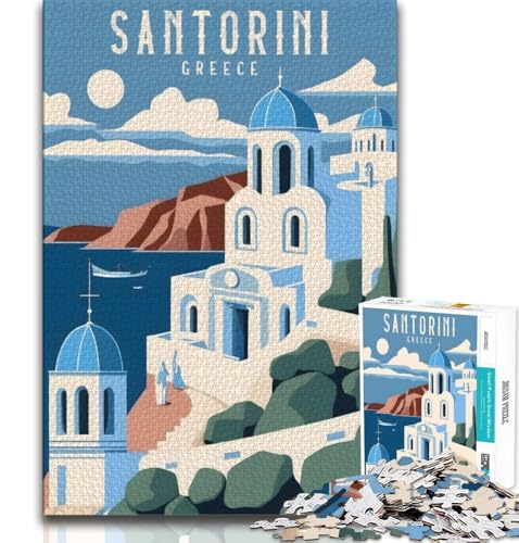 1000-teiliges Puzzle für Erwachsene und Jugendliche, Santorin, Griechenland-Reise, Denkspiel, Geschenke für Freunde und Familie, ab 14 Jahren, 38x26cm 1000-teiliges Puzzle für Erwachsene und Jugendliche, Santorin, Griechenland-Reise, Denkspiel, Geschenke für Freunde und Familie, ab 14 Jahren, 38x26cm von FLKFDOZ