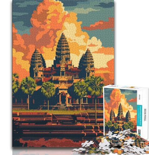 1000-teiliges Puzzle für Erwachsene und Jugendliche, Sonnenuntergang im Angkor Wat-Tempel, Denkspiel, Geschenke für Freunde und Familie ab 14 Jahren, 38x26cm 1000-teiliges Puzzle für Erwachsene und Jugendliche, Sonnenuntergang im Angkor Wat-Tempel, Denkspiel, Geschenke für Freunde und Familie ab 14 Jahren, 38x26cm von FLKFDOZ