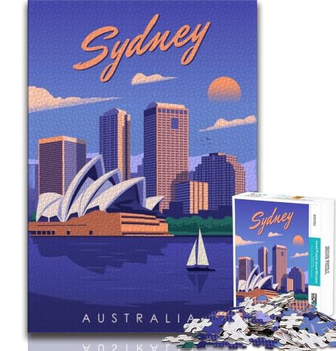 1000-teiliges Puzzle für Erwachsene und Jugendliche, Sydney, Reiseplakatstadt, Denkspiel, Geschenke für Freunde und Familie, ab 14 Jahren, 38x26cm 1000-teiliges Puzzle für Erwachsene und Jugendliche, Sydney, Reiseplakatstadt, Denkspiel, Geschenke für Freunde und Familie, ab 14 Jahren, 38x26cm von FLKFDOZ