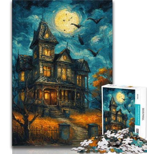 1000-teiliges Puzzle für Erwachsene und Teenager, Halloween-Skelettlandschaft, Lernspiele, Heimdekoration, ganze Familie, 38x52cm von FLKFDOZ