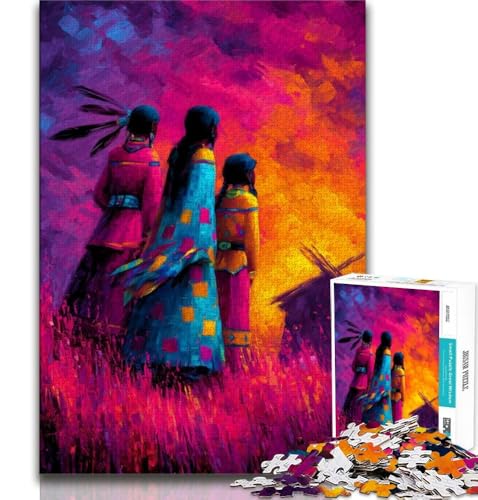 1000-teiliges Puzzle für Erwachsene und Teenager, Indianerin, Lernspielzeug, ganze Familie ab 14 Jahren, 38x26cm von FLKFDOZ