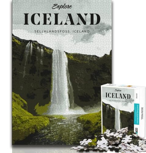 1000-teiliges Puzzle für Teenager, Besuchen Sie Island, Denkspiel, Spielzeug, Jedes Teil ist einzigartig – anspruchsvolles Familienspiel, geeignet für Kinder und Jugendliche ab 14 Jahren, 38x26cm von FLKFDOZ