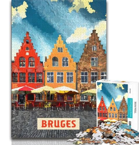 1000-teiliges Puzzle für Teenager, Brügge, Denkspiel, Spielzeug, jedes Teil ist einzigartig – anspruchsvolles Familienspiel, geeignet für Kinder und Jugendliche ab 14 Jahren, 38x26cm von FLKFDOZ