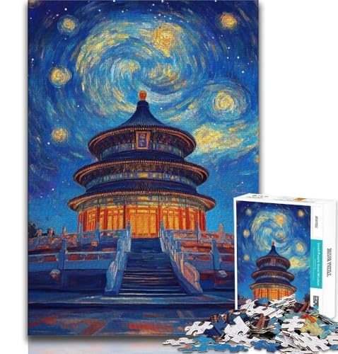 1000-teiliges Puzzle für Teenager, Der Himmelstempel, Denkspiel, Spielzeug, Jedes Teil ist einzigartig – Anspruchsvolles Familienspiel, Geeignet für Kinder und Jugendliche ab 14 Jahren, 38x26cm von FLKFDOZ