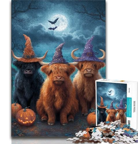 1000-teiliges Puzzle für Teenager, Halloween-Tiere, Spielzeug, Lernspiele, Stressabbau, einzigartige Geburtstags- und Geschenkideen, 38x52cm von FLKFDOZ