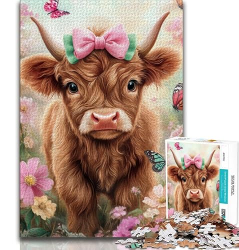 1000-teiliges Puzzle für Teenager, Highland Cow, Spielzeug, Lernspiele, Stressabbau, Künstlersammlung, Bildende Kunst, 38x52cm von FLKFDOZ