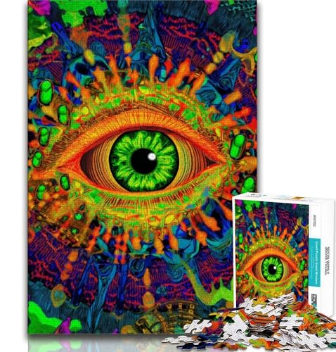1000-teiliges Puzzle für Teenager, Psychedelic Eye, Denkspiel, Spielzeug, jedes Teil ist einzigartig – anspruchsvolles Familienspiel, geeignet für Kinder und Jugendliche ab 14 Jahren, 38x26cm von FLKFDOZ