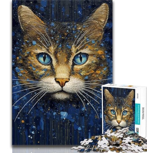1000-teiliges Puzzle für Teenager, Psychedelische Katze, anspruchsvolles Spiel und Familienspiel mit vollständig ineinandergreifenden, zufällig geformten Teilen, 50x75cm 1000-teiliges Puzzle für Teenager, Psychedelische Katze, anspruchsvolles Spiel und Familienspiel mit vollständig ineinandergreifenden, zufällig geformten Teilen, 50x75cm von FLKFDOZ