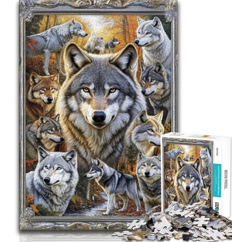 1000-teiliges Puzzle für Teenager, Wolfscollage, anspruchsvolles Spiel und Familienspiel mit vollständig ineinandergreifenden, zufällig geformten Teilen, 38x26cm 1000-teiliges Puzzle für Teenager, Wolfscollage, anspruchsvolles Spiel und Familienspiel mit vollständig ineinandergreifenden, zufällig geformten Teilen, 38x26cm von FLKFDOZ