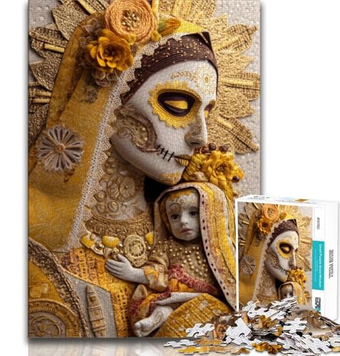 1000-teiliges Puzzle für Teenager,Goldener Totenkopf im mexikanischen Stil,Denkspiel,Spielzeug,jedes Teil ist einzigartig – anspruchsvolles Familienspiel,geeignet für Jugendliche ab 14 Jahren,38x26cm 1000-teiliges Puzzle für Teenager,Goldener Totenkopf im mexikanischen Stil,Denkspiel,Spielzeug,jedes Teil ist einzigartig – anspruchsvolles Familienspiel,geeignet für Jugendliche ab 14 Jahren,38x26cm von FLKFDOZ