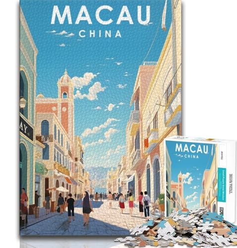 1000-teiliges Puzzle für Teenager,Macau,China-Reise,Spielzeug-Intellektuelles Spiel,Jedes Teil ist einzigartig – Anspruchsvolles Familienspiel,Geeignet für Kinder und Jugendliche ab 14 Jahren,38x26cm 1000-teiliges Puzzle für Teenager,Macau,China-Reise,Spielzeug-Intellektuelles Spiel,Jedes Teil ist einzigartig – Anspruchsvolles Familienspiel,Geeignet für Kinder und Jugendliche ab 14 Jahren,38x26cm von FLKFDOZ