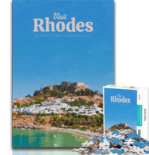 1000-teiliges Puzzle für Teenager „Besuchen Sie Rhodos“, Denkspiel-Spielzeug, jedes Teil ist einzigartig – anspruchsvolles Familienspiel, geeignet für Kinder und Jugendliche ab 14 Jahren, 38x26cm 1000-teiliges Puzzle für Teenager „Besuchen Sie Rhodos“, Denkspiel-Spielzeug, jedes Teil ist einzigartig – anspruchsvolles Familienspiel, geeignet für Kinder und Jugendliche ab 14 Jahren, 38x26cm von FLKFDOZ
