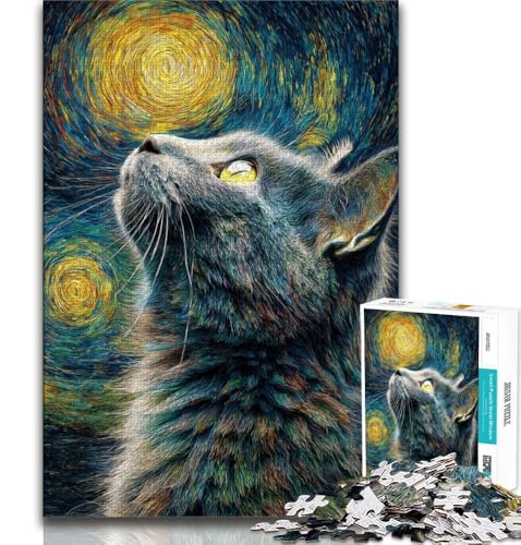 1000-teiliges Puzzle mit Katzenmotiv im Van-Gogh-Stil für Erwachsene und Jugendliche, Spielzeug, Lernspiele, Stressabbau, Wunschliste mit Weihnachtsmann, 38x26cm 1000-teiliges Puzzle mit Katzenmotiv im Van-Gogh-Stil für Erwachsene und Jugendliche, Spielzeug, Lernspiele, Stressabbau, Wunschliste mit Weihnachtsmann, 38x26cm von FLKFDOZ
