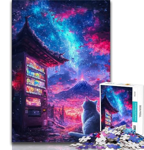 2000-teiliges Puzzle für Erwachsene, Katze unter dem Berg Fuji, Dekomprimierendes intellektuelles Lernspielzeug, Geburtstagsgeschenk, Geschenke 70x100cm von FLKFDOZ