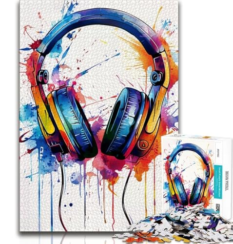 2000-teiliges Puzzle für Teenager, Aquarell-Kopfhörer, Spielzeug, Lernspiele, Stressabbau, einzigartige Geburtstags- und Geschenkideen, 70x100cm von FLKFDOZ