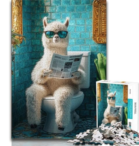 Alpaka auf der Toilette Puzzle 2000 Teile für Erwachsene, Lernspielzeug, Familienspiele mit passendem Poster und Quizblatt, 70x100cm Alpaka auf der Toilette Puzzle 2000 Teile für Erwachsene, Lernspielzeug, Familienspiele mit passendem Poster und Quizblatt, 70x100cm von FLKFDOZ