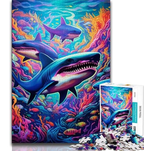 Animal Art Hai-Puzzle für Erwachsene, 2000-teiliges Puzzle, Denkspiel, Wanddekoration, einzigartige Geburtstags, 70x100cm Animal Art Hai-Puzzle für Erwachsene, 2000-teiliges Puzzle, Denkspiel, Wanddekoration, einzigartige Geburtstags, 70x100cm von FLKFDOZ