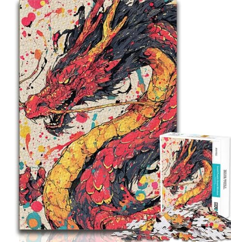 Aquarell-Drachen-Puzzle für Erwachsene, 2000 Teile, Familienspiel, Stressabbau, schwierige Herausforderung, Künstlersammlung, bildende Kunst, 70x100cm von FLKFDOZ