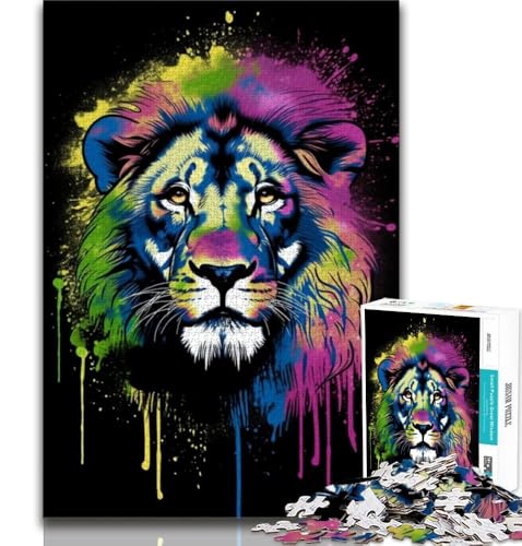 Art Neon Lion Puzzles für Erwachsene 2000, für Lernspiele, Herausforderungsspielzeug, ganze Familie, 70x100cm Art Neon Lion Puzzles für Erwachsene 2000, für Lernspiele, Herausforderungsspielzeug, ganze Familie, 70x100cm von FLKFDOZ
