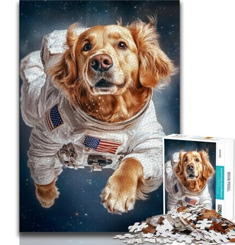 Astronaut Golden Retriever Puzzle 1000 Teile für Teenager, anspruchsvolles Spiel und Familienspiel mit vollständig ineinandergreifenden, zufällig geformten Teilen, 50x75cm Astronaut Golden Retriever Puzzle 1000 Teile für Teenager, anspruchsvolles Spiel und Familienspiel mit vollständig ineinandergreifenden, zufällig geformten Teilen, 50x75cm von FLKFDOZ